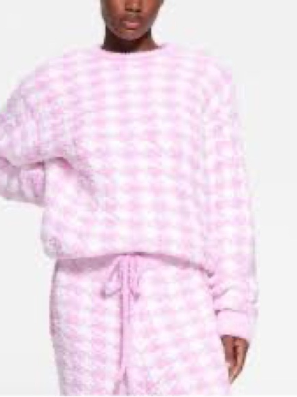 SKIMS Pink Gingham Crewneck Sweater